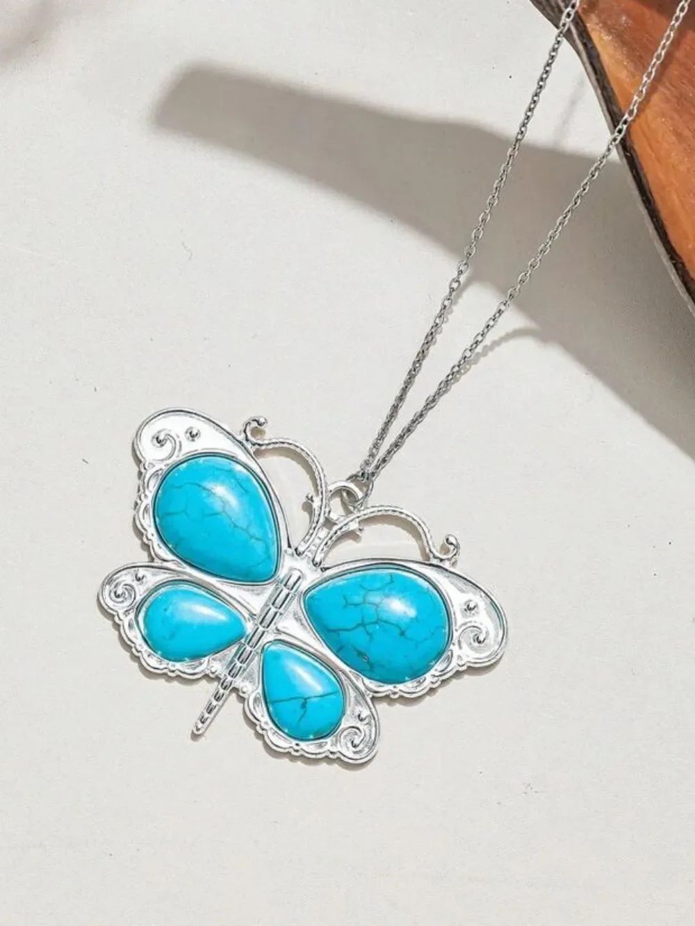 Silver Butterfly Necklace S1469